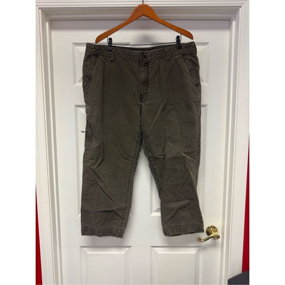 G. H. Bass Olive Green Heavy Denim Cargo Jeans sz 40X25 ( says 30”) EUC